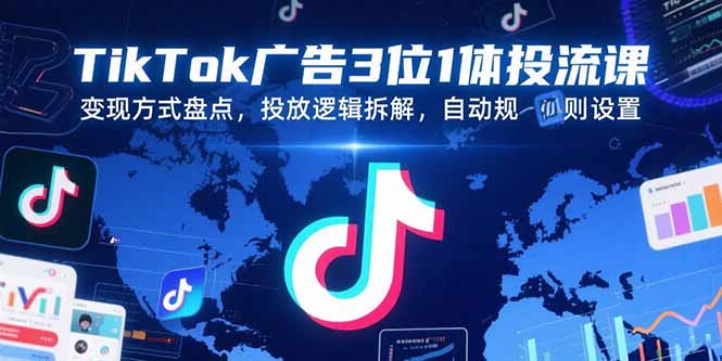 TikTok广告3位1体投流课，变现方式盘点，投放逻辑拆解，自动规则设置-谷进海小站