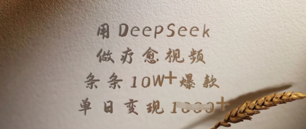 用DeepSeek做疗愈视频，条条10W+爆款，单日变现多张-谷进海小站