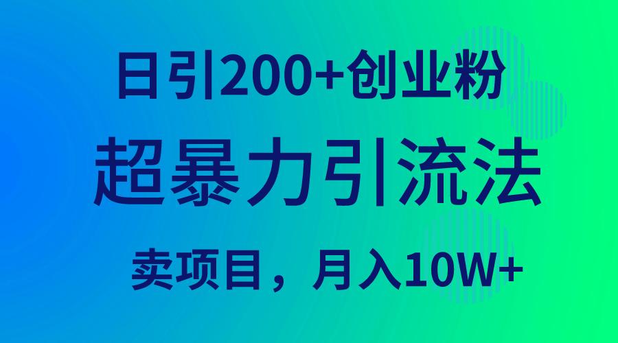 (9654期)超暴力引流法，日引200+创业粉，卖项目月入10W+-谷进海小站