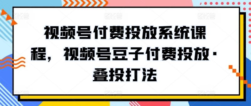 视频号付费投放系统课程，视频号豆子付费投放·叠投打法-谷进海小站
