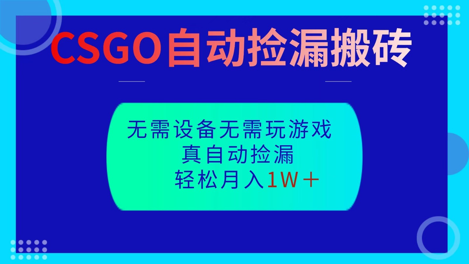 CSGO自动捡漏搬砖，当天操作当天见结果，无需了解游戏，包教包会包落地-谷进海小站