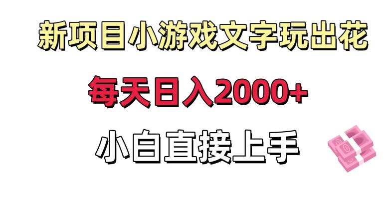 新项目小游戏文字玩出花日入2000+，每天只需一小时，小白直接上手【揭秘】-谷进海小站