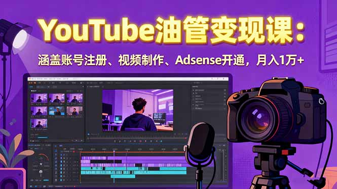 2025YouTube油管变现课：涵盖账号注册、视频制作、Adsense开通，月入1万+-谷进海小站