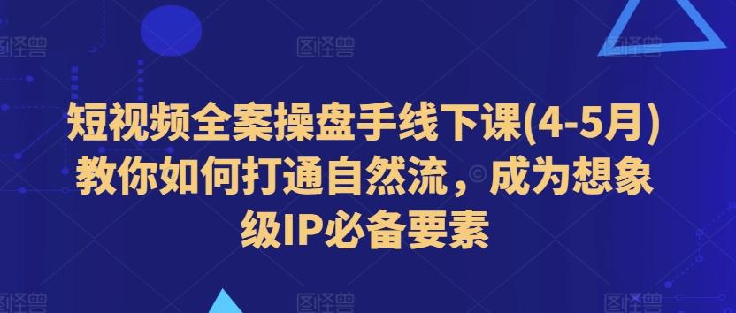 短视频全案操盘手线下课(4-5月)教你如何打通自然流，成为想象级IP必备要素-谷进海小站