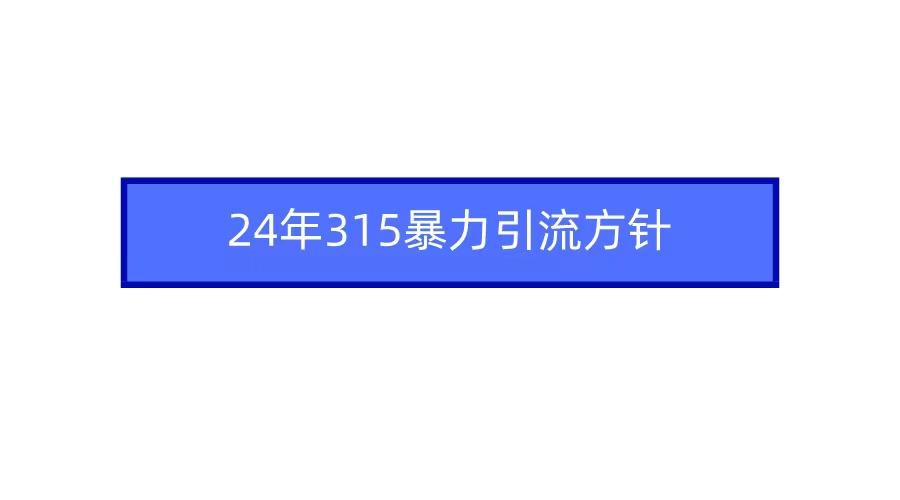 (9398期)2024年315暴力引流方针-谷进海小站