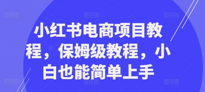 小红书电商项目教程，保姆级教程，小白也能简单上手-谷进海小站
