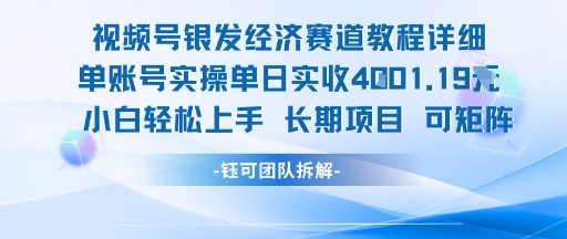 视频号银发经济赛道单账号实操单日实收1k+，小白轻松上手长期项目-谷进海小站