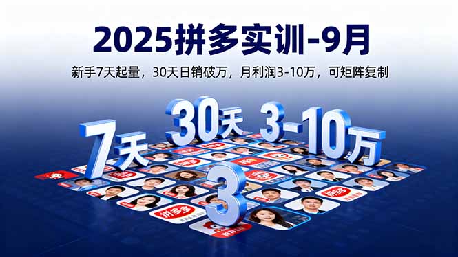 2025拼多多实训-9月：新手7天起量,30天日销破万,月利润3-10万,可矩阵复制-谷进海小站