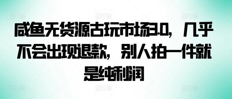 咸鱼无货源古玩市场3.0，几乎不会出现退款，别人拍一件就是纯利润【揭秘】-谷进海小站