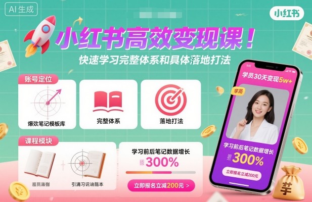 小红书高效变现课，快速学习小红书完整体系和具体落地打法-谷进海小站