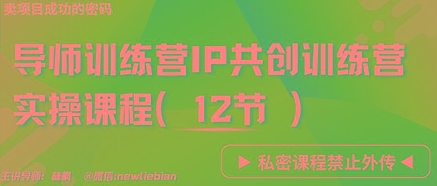 导师训练营3.0IP共创训练营私密实操课程(12节)-卖项目的密码成功秘诀-谷进海小站