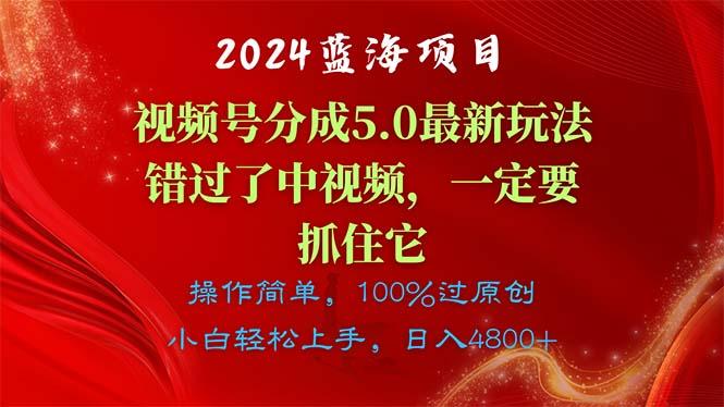 2024蓝海项目，视频号分成计划5.0最新玩法，错过了中视频，一定要抓住…-谷进海小站