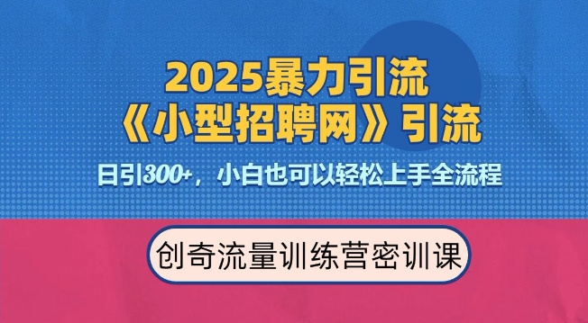 2025最新暴力引流方法，招聘平台一天引流300+，日变现多张，专业人士力荐-谷进海小站