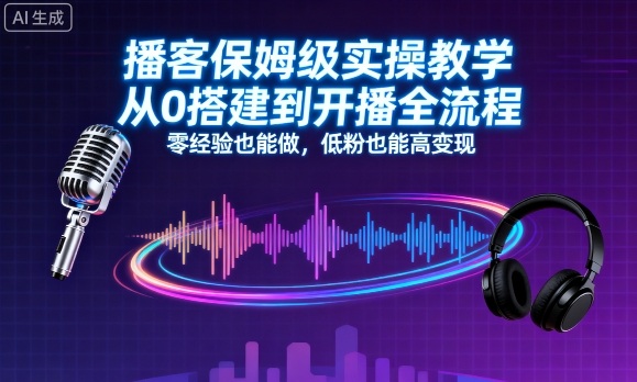 播客保姆级实操教学，从0搭建到开播全流程，零经验也能做，低粉也能高变现-谷进海小站