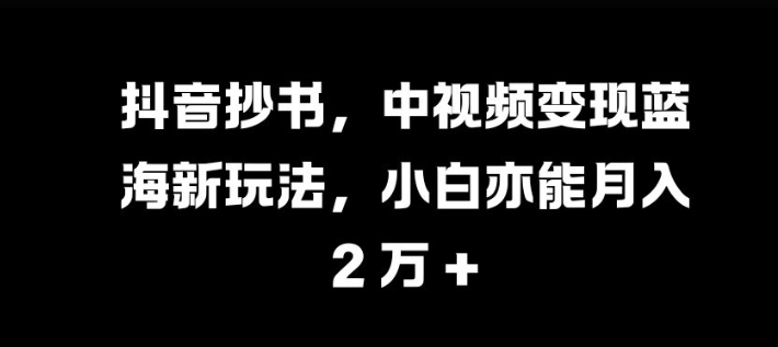 抖音抄书，中视频变现蓝海新玩法，小白亦能月入 过W【揭秘】-谷进海小站