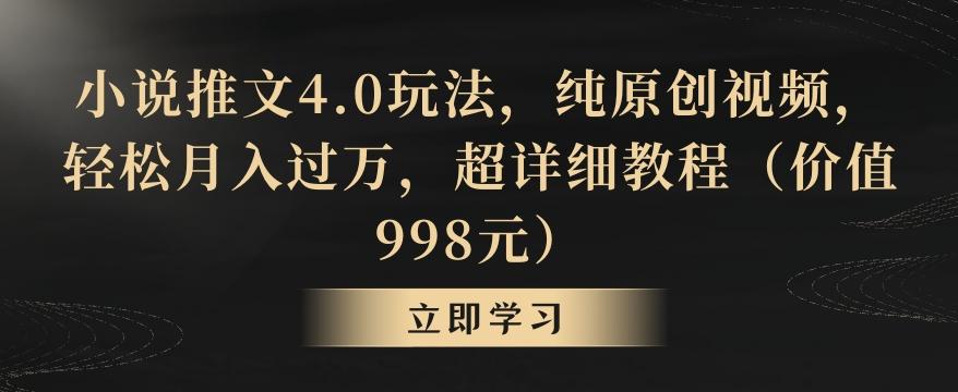 小说推文4.0玩法，纯原创视频，轻松月入过万，超详细教程(价值998元)【揭秘】-谷进海小站