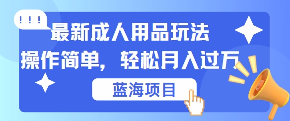 最新成人用品项目玩法，操作简单，动动手，轻松日入几张【揭秘】-谷进海小站
