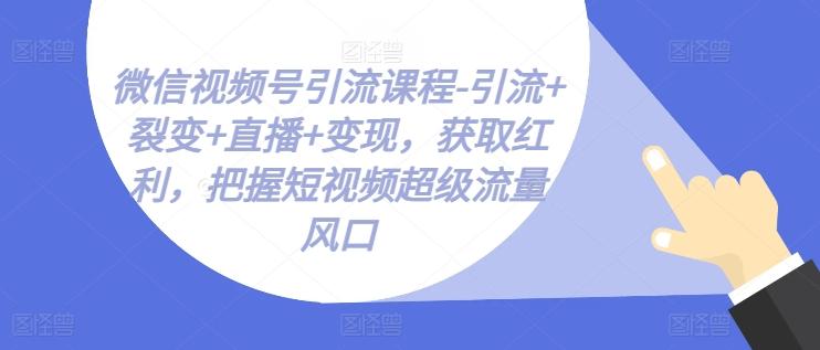 微信视频号引流课程-引流+裂变+直播+变现，获取红利，把握短视频超级流量风口-谷进海小站
