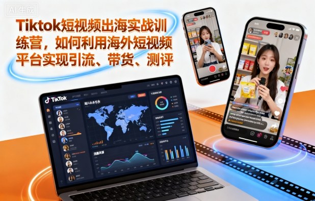 Tiktok短视频出海实战训练营，如何利用海外短视频平台实现引流、带货、测评-谷进海小站