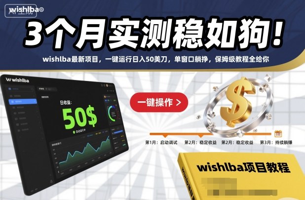 3个月实测稳如狗！wishlba最新项目，一键运行日入50美刀，单窗口躺挣，保姆级教程全给你【揭秘】-谷进海小站