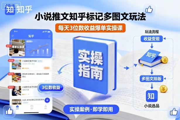 小说推文知乎标记多图文玩法，每天3位数收益爆单实操课-谷进海小站