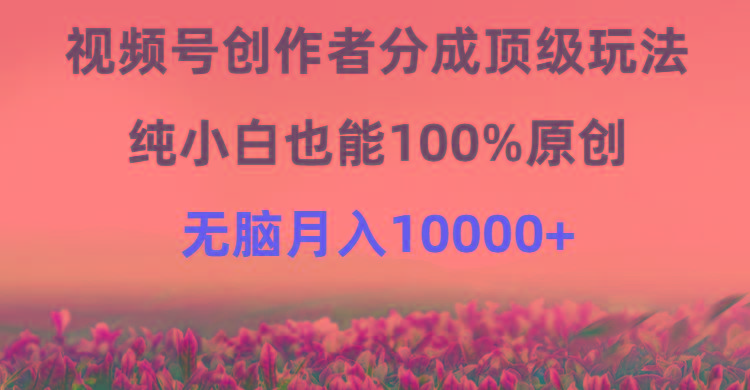 (9608期)视频号创作者分成顶级玩法，纯小白也能100%原创，无脑月入10000+-谷进海小站