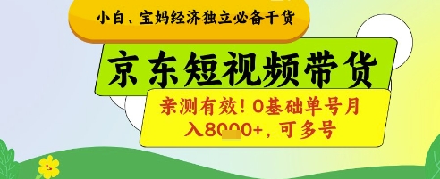 小白宝妈经济独立必备干货，京东短视频带货，亲测有效!0基础单号月入8k+，可多号【揭秘】-谷进海小站
