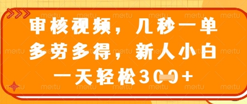 视频审核员，几秒一单，不限时间，不限地点，多做多得，新人小白一天轻松几张+【揭秘】-谷进海小站