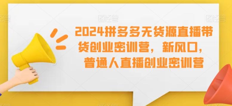2024拼多多无货源直播带货创业密训营，新风口，普通人直播创业密训营-谷进海小站