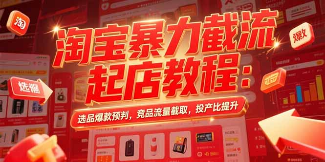 淘宝暴力截流起店教程：选品爆款预判，竞品流量截取，投产比提升-谷进海小站