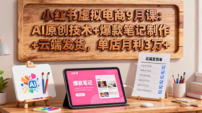 小红书虚拟电商9月课：AI原创技术+爆款笔记制作+云端发货，单店月利3万+-谷进海小站