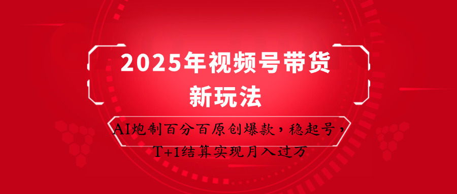 2025年视频号带货新玩法：AI炮制百分百原创爆款，稳起号，T+1结算实现月入过万-谷进海小站