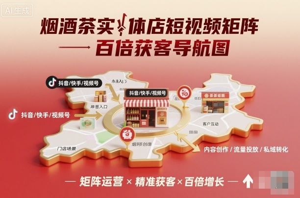 烟酒茶实体店短视频矩阵百倍获客导航图-谷进海小站