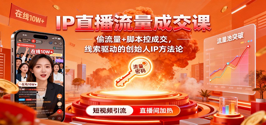 IP直播流量成交课：偷流量+脚本控成交，线索驱动的创始人IP方法论-谷进海小站