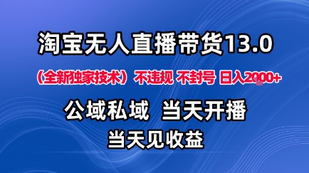 淘宝无人直播13.0，公域私域技术，不封号，不违规布局下半年旺季赛道，日入1K+(独家技术)【揭秘】-谷进海小站