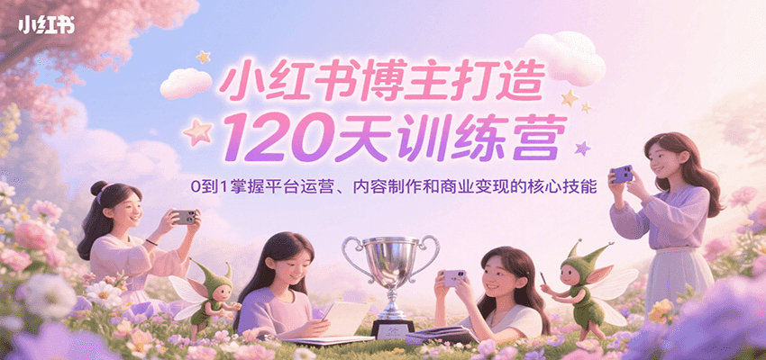 小红书博主打造120天训练营，0到1掌握平台运营、内容制作和商业变现-谷进海小站