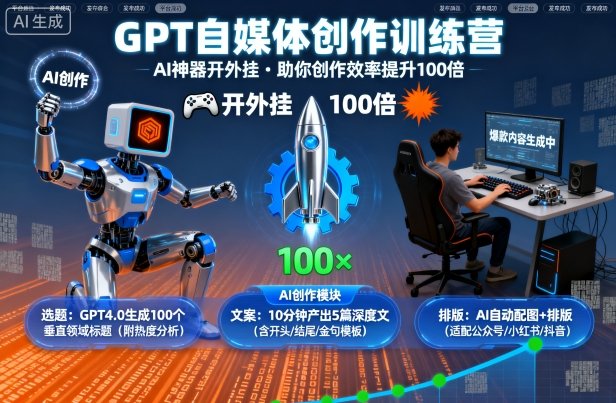 GPT自媒体创作训练营：AI神器开外挂，助你创作效率提升100倍-谷进海小站