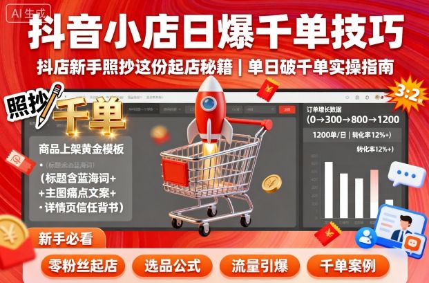 抖音小店日爆千单技巧，抖店新手照抄这份起店秘籍，单日破千单-谷进海小站