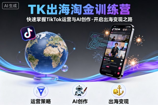 TK出海淘金训练营，助你快速掌握TikTok运营与AI创作，开启出海变现之路-谷进海小站