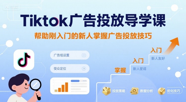 Tiktok广告投放导学课，帮助刚入门的新人掌握广告投放技巧-谷进海小站