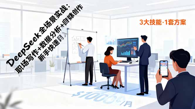 DeepSeek全场景实战：职场写作+数据分析+自媒体创作，新手快速月入过万-谷进海小站