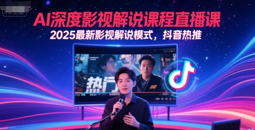 AI深度影视解说课程直播课，2025最新影视解说模式，抖音热推-谷进海小站