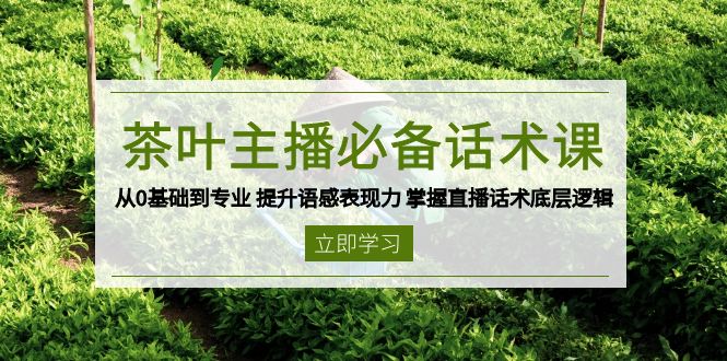 茶叶 主播必备话术课 从0基础到专业 提升语感表现力 掌握直播话术底层逻辑-谷进海小站