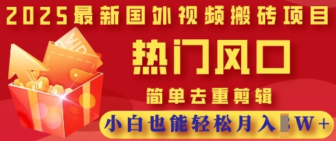2025最新视频搬砖项目,热门风口,简单去重剪辑,小白也能轻松月入过W-谷进海小站