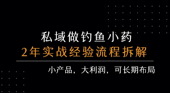 私域做钓鱼小药 每单利润3张+ 详细流程拆解-谷进海小站