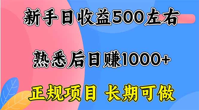 新手日收益500+ 正规项目 长期可做-谷进海小站