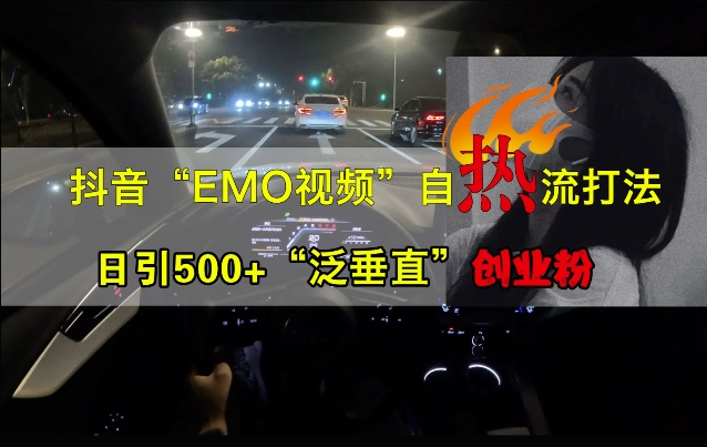 抖音EMO视频自热打法，日引500+“泛垂直”创业粉-谷进海小站
