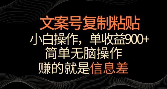文案号掘金，简单复制粘贴，小白操作，单作品收益900+【揭秘】-谷进海小站