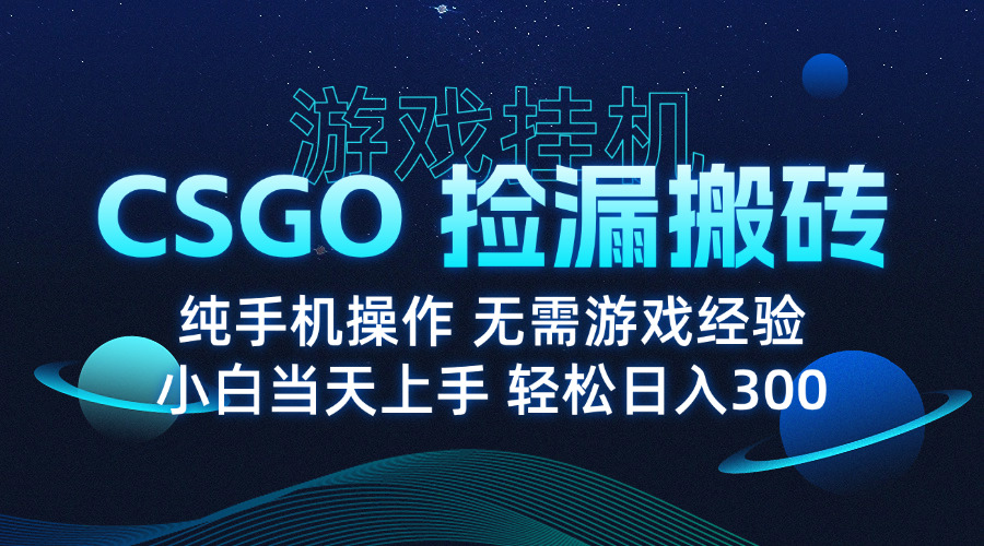 8月最新游戏搬砖，CSGO纯挂机，不需要玩游戏，实现真挂机，月入1W+-谷进海小站
