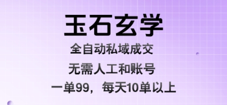 玉石玄学全自动私域成交，一单99每天十单以上，无需人工和矩阵账号，蓝海项目直接干【揭秘】-谷进海小站